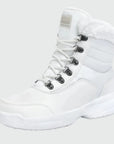 Dannto women‘s white winter snow boots shown at a side angle