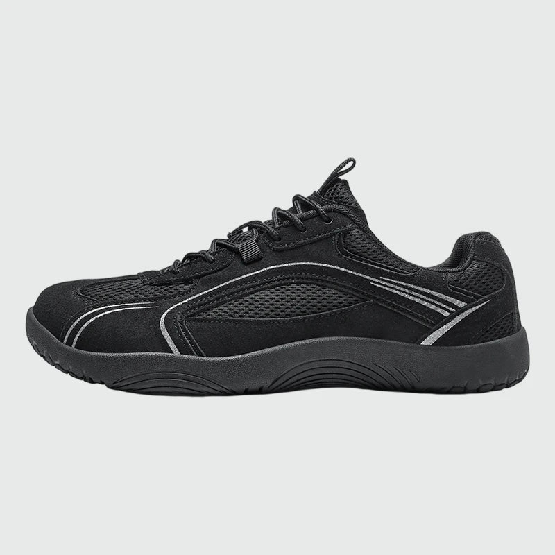 Dannto Aero N1 - men's and women's black wide toe box barefoot shoes shown from the side