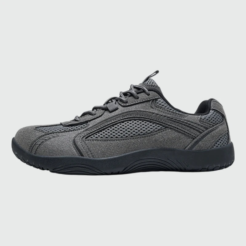 Dannto Aero N1 - men's and women's gray wide toe box barefoot shoes shown from the side