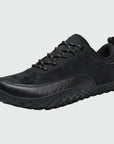 Aero N4 -black wide toe box barefoot for men women shown from a three quarter view