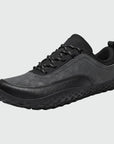 Aero N4 - gray wide toe box barefoot for men women shown from a three quarter view