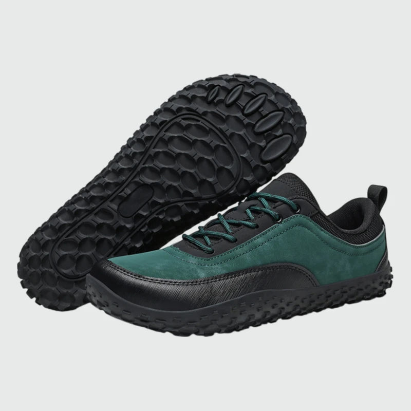 Aero N4 - greenwide toe box barefoot for men women shown from a three quarter view