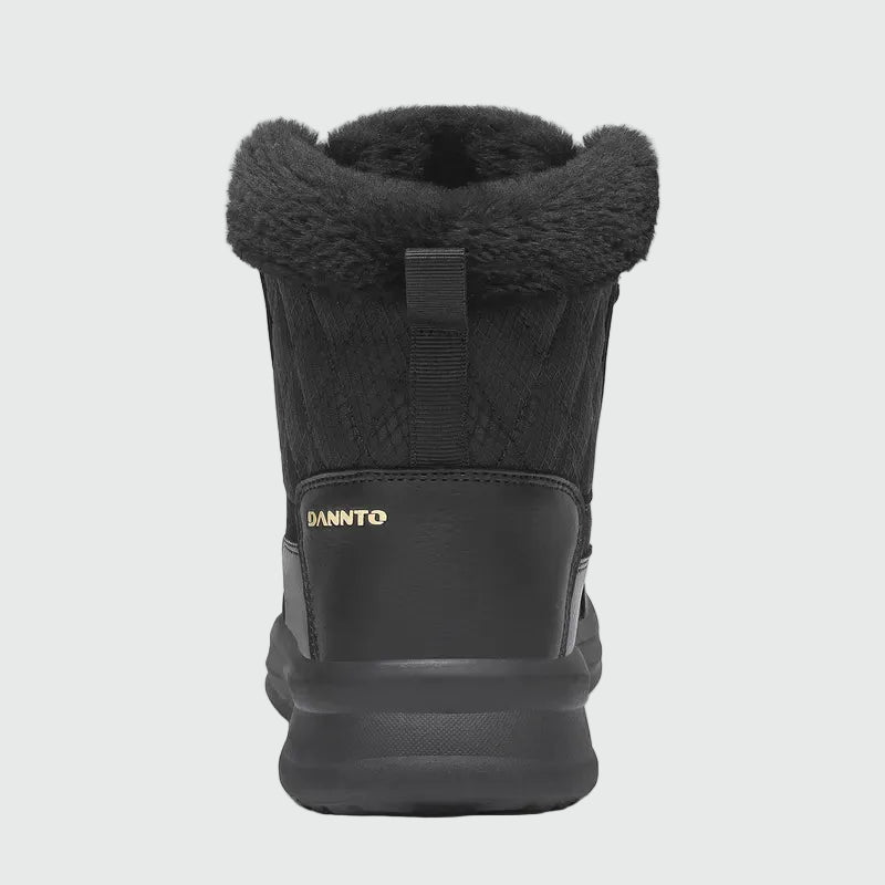 Dannto women‘s black winter snow Boots shown from the back