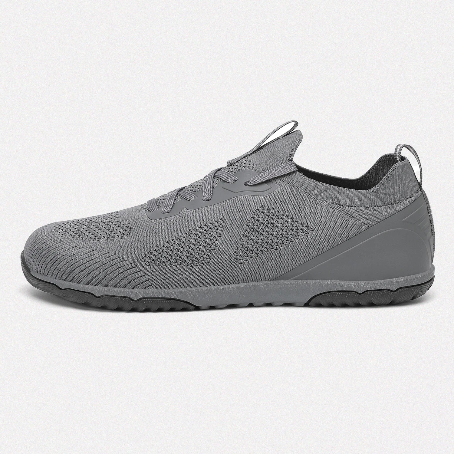 Dannto dark gray zero drop barefoot sneakers shown from the side