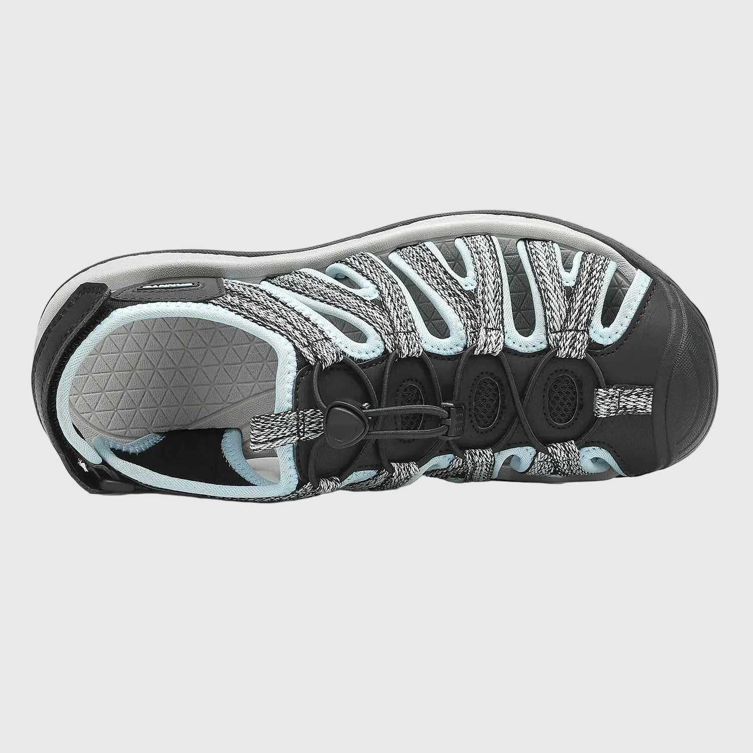 Dannto women's closed toe hiking sandals S2 black blue shown from the top