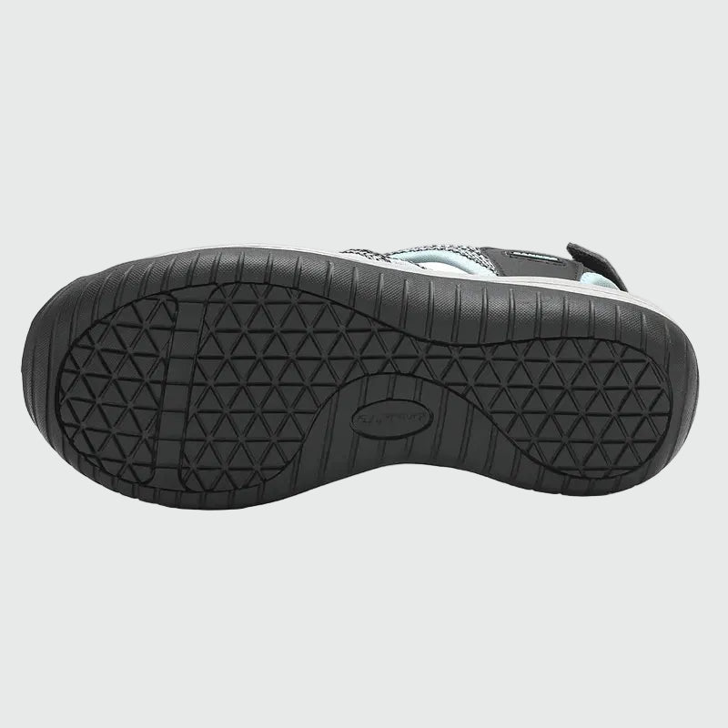 Dannto women's closed toe hiking sandals S2 black blue shown from the bottom