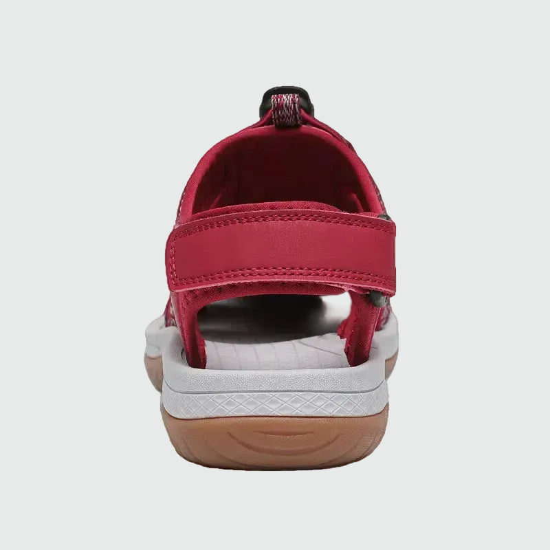 Sandalias de senderismo con puntera cerrada para mujer Dannto S2 rojo desde atrás